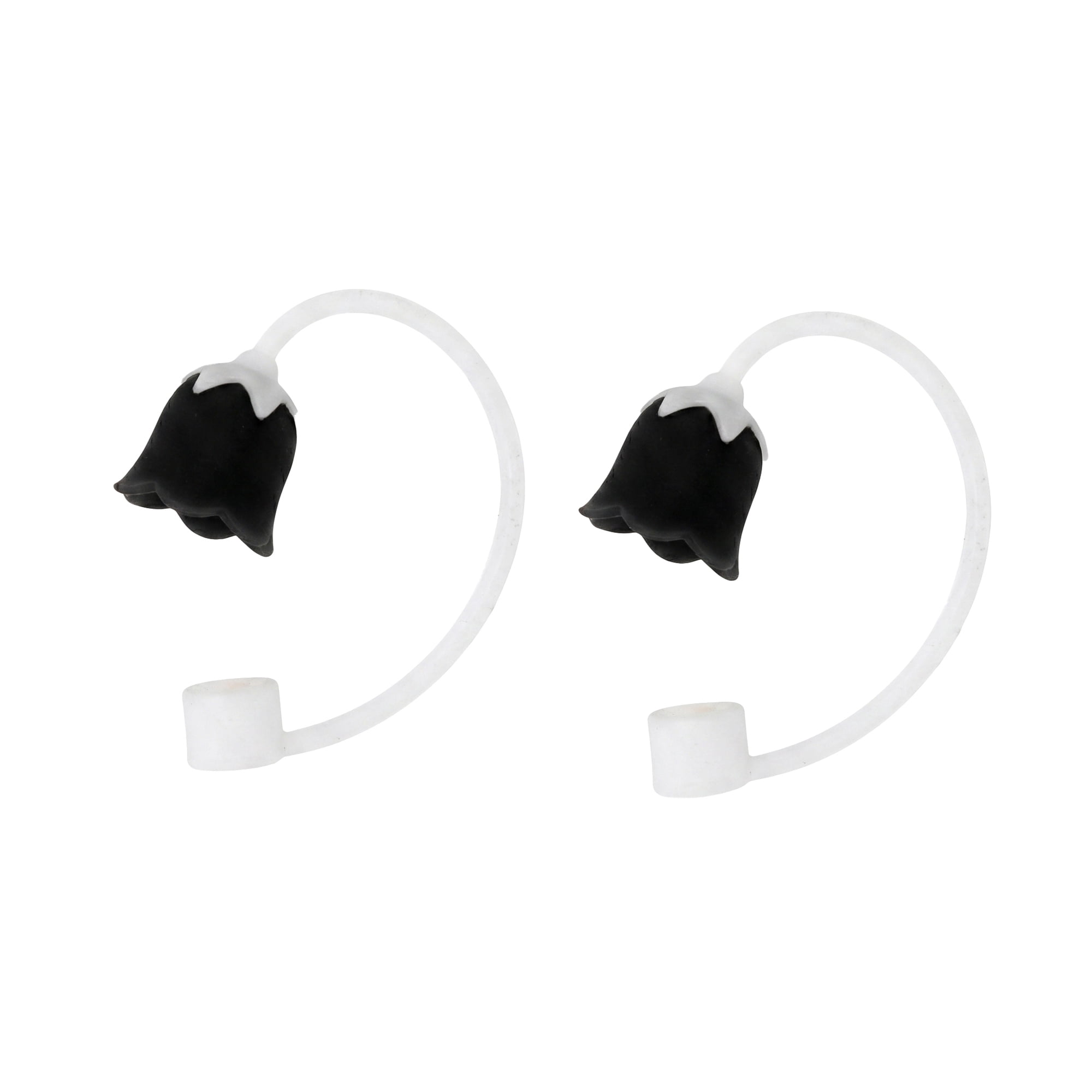 Unique Bargains Silicone Straw Caps Reusable Dust-Proof Toppers Black