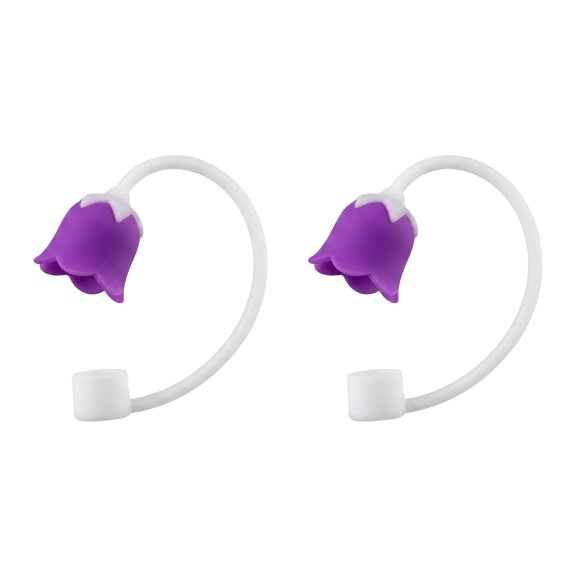 Unique Bargains Silicone Straw Caps Reusable Dust-Proof Toppers Dark Purple