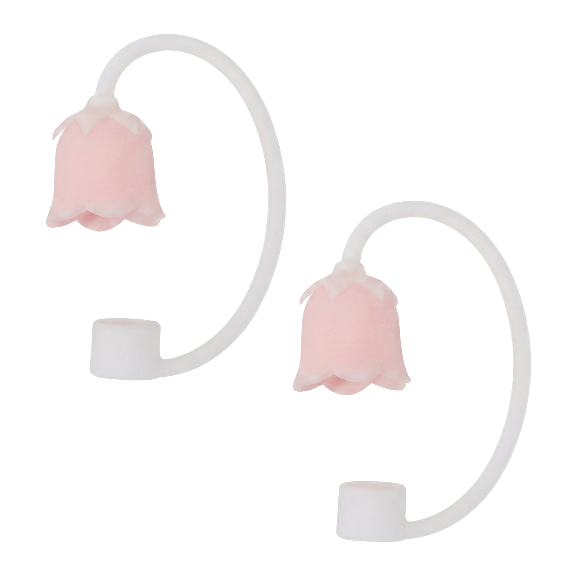 Unique Bargains Silicone Straw Caps Reusable Dust-Proof Toppers Light Pink
