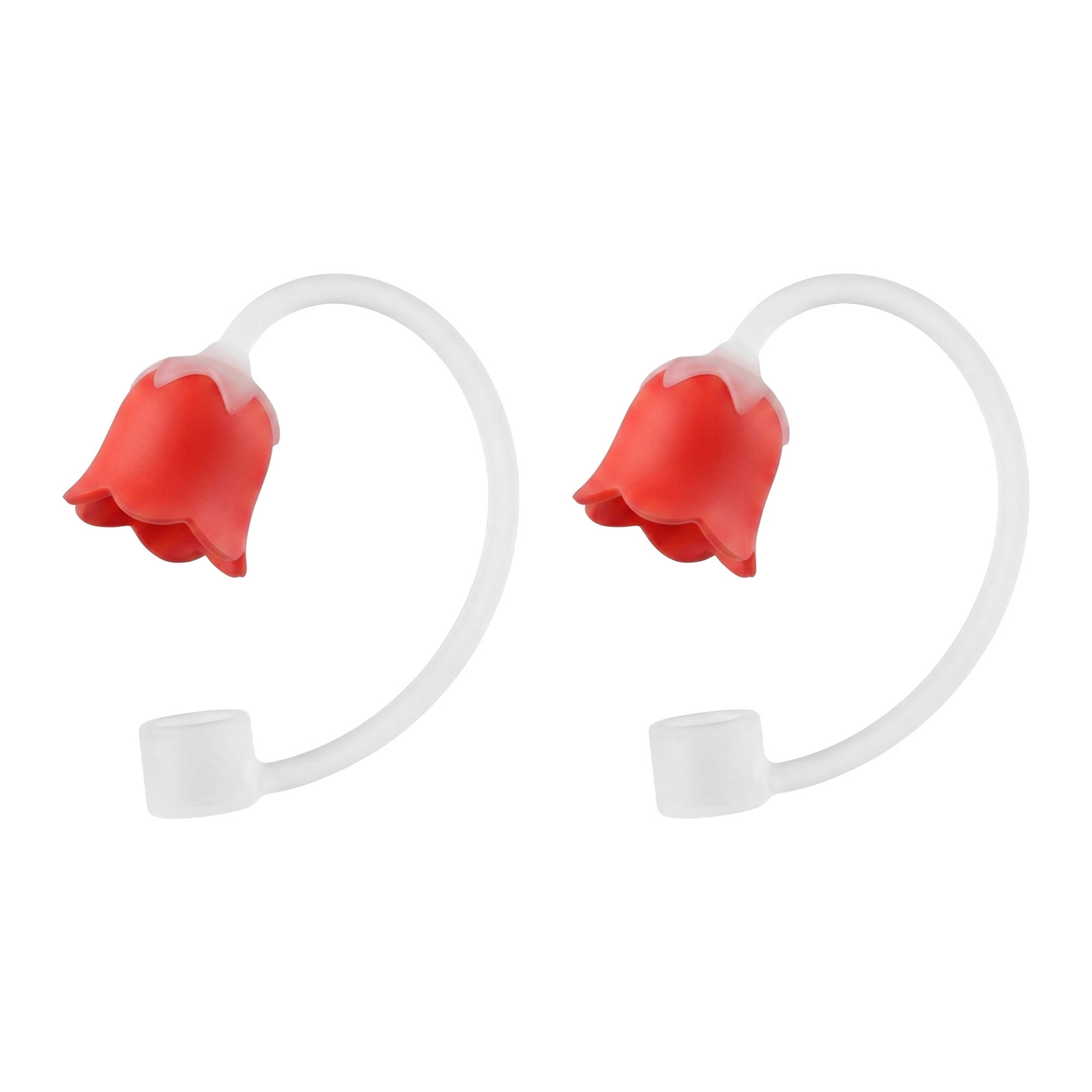Unique Bargains Silicone Straw Caps Reusable Dust-Proof Toppers Red