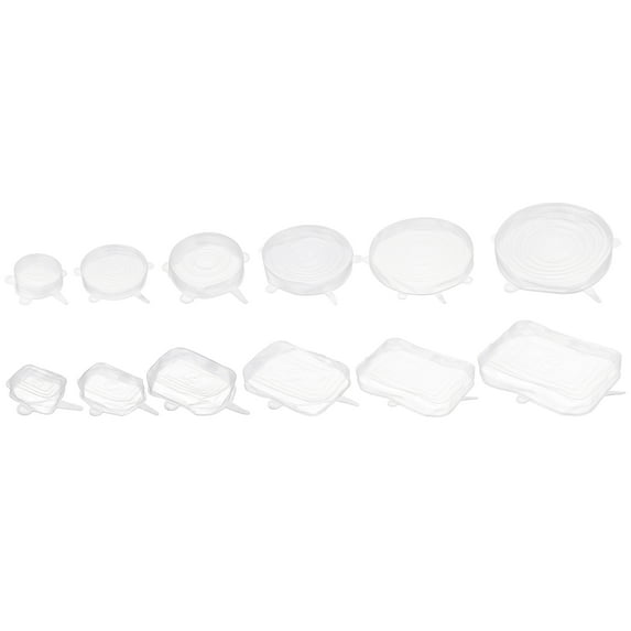 Unique Bargains Silicone Stretch Lid 12Pack Round Rectangle Container Lid for Food Cover 2Color