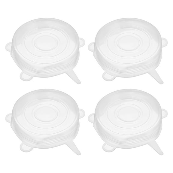 Unique Bargains Silicone Stretch Lids, 4Pack 3.74' Round Container Lid for Food Cover White