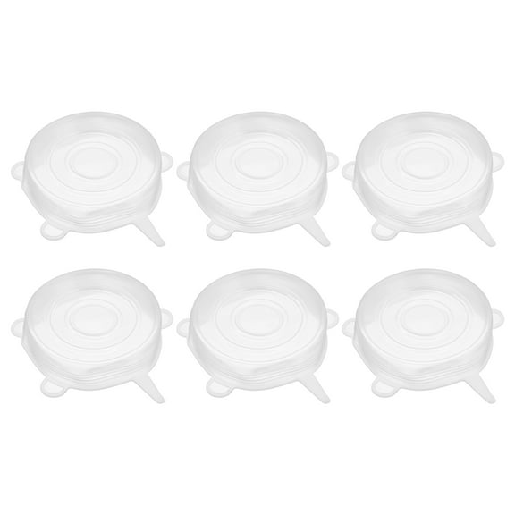 Unique Bargains Silicone Stretch Lids, 6Pack 3.74' Round Container Lid for Food Cover White