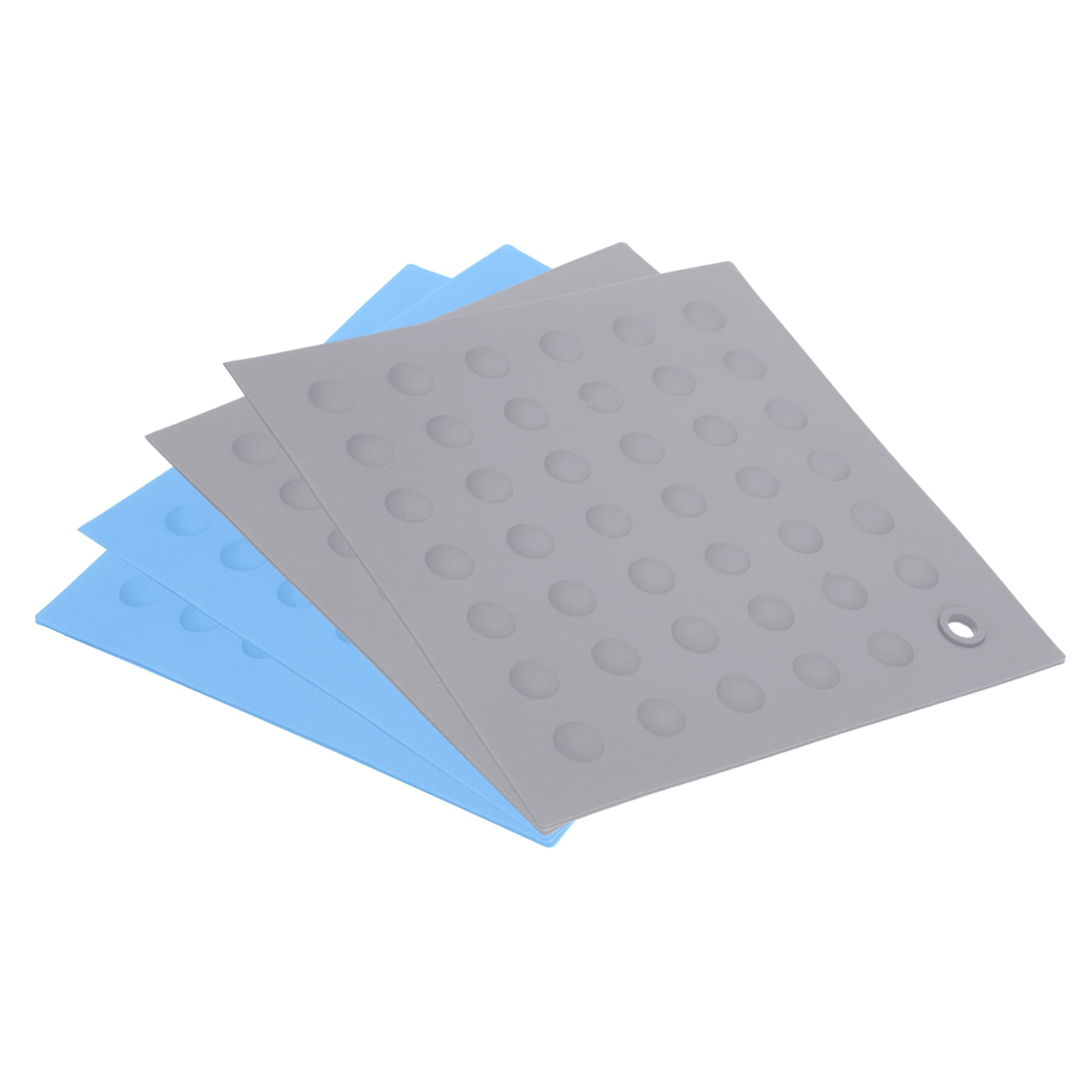 Unique Bargains Silicone Trivet Mats 10x1x10 inch Pot Coasters Sky Blue/Light Grey