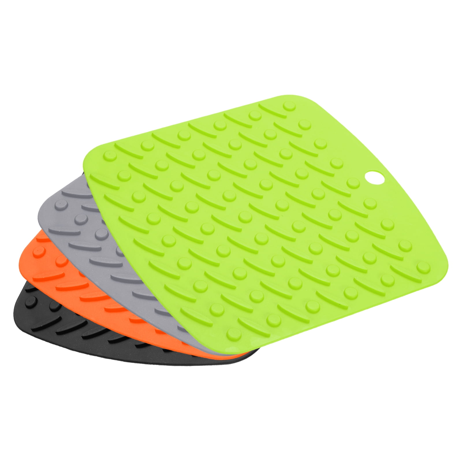 Unique Bargains Silicone Trivet Mats Thermal Pot Coasters 4 Colors