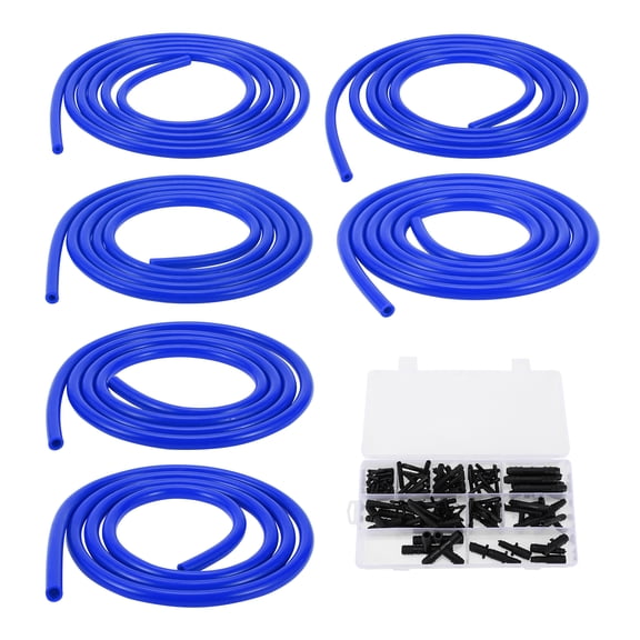 Unique Bargains Silicone Vacuum Tubing Hose Automotive Vacuum Line 5Ft 3/4/5/6/8/10mm ID 2mm Thickness High Temperature Blue 1 Set 130PSI Max Pressure