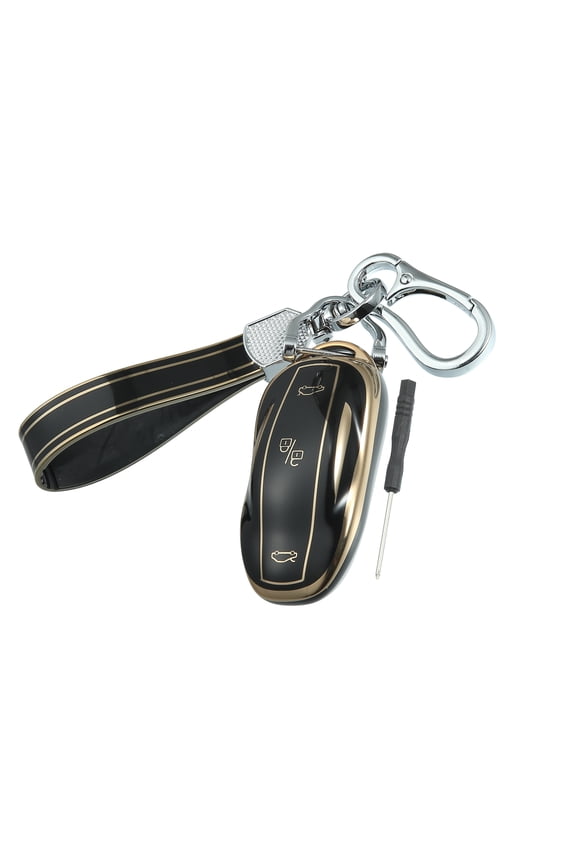 Silicone for Smart Key Fob Case Cover with Keychain for  Model S Y 3 Black