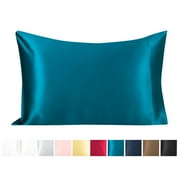 Unique Bargains Silk Pillowcase for Hair 1Pcs Peacock Blue Queen