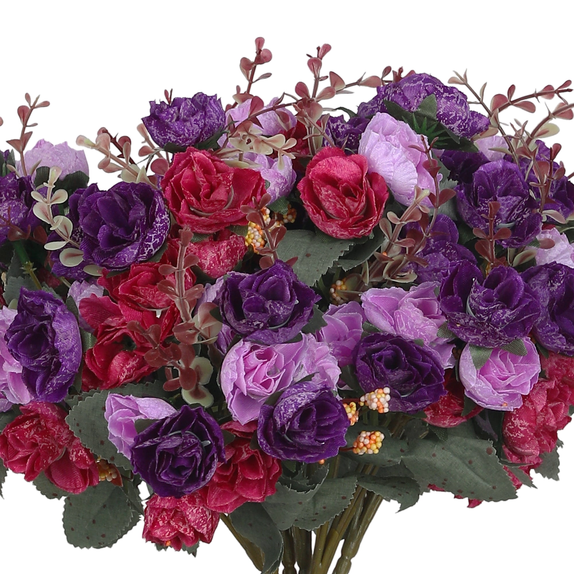 Unique Bargains Silk Rose Bouquet Fake Artificial Flowers Wedding Party Home 6pcs Purple