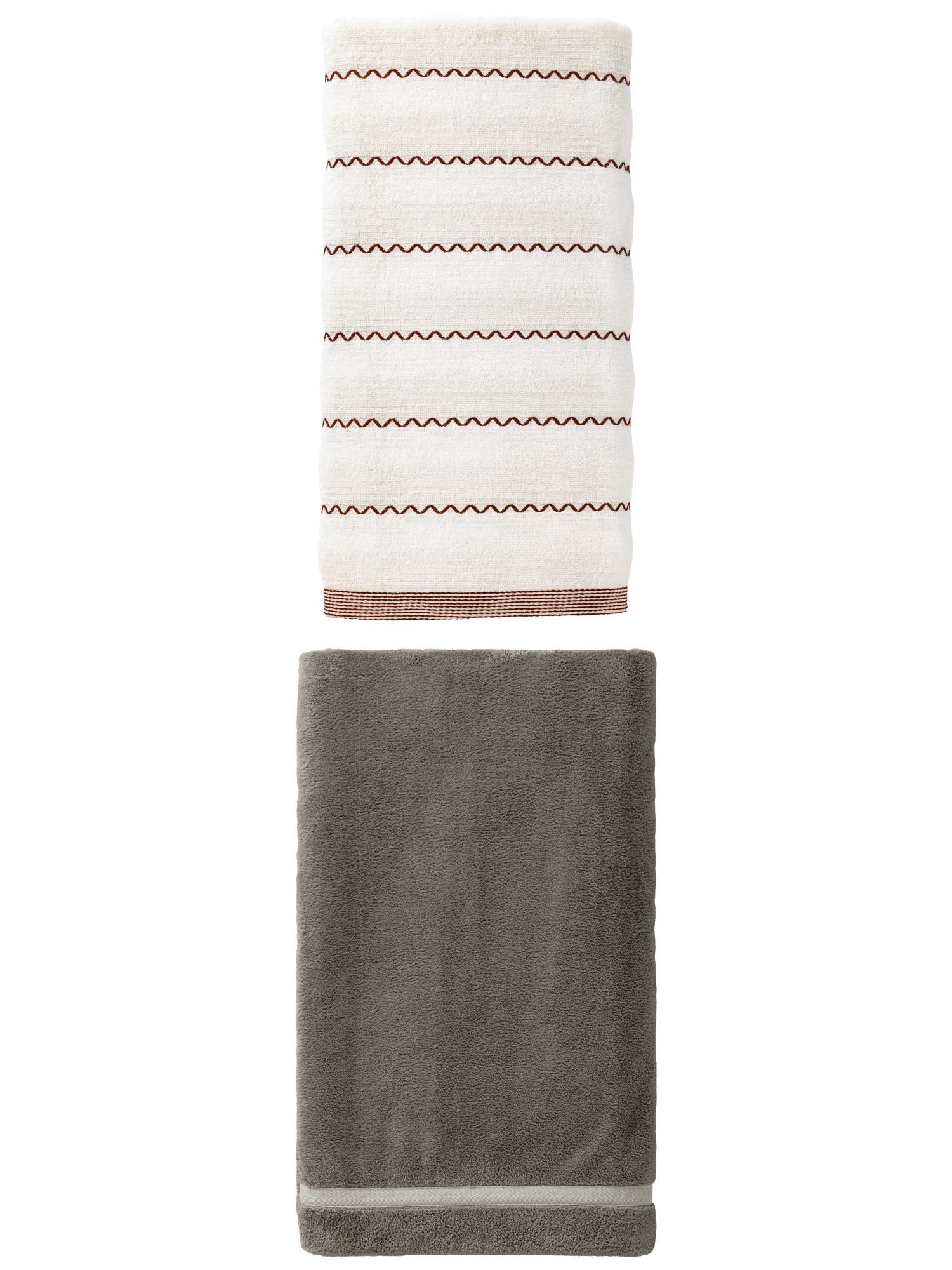 Unique Bargains Silky Gentle Maximum Absorbency Coral Fleece Bath Towel 2 Pack Dark Grey/White 63" x 31"/55" x 28"