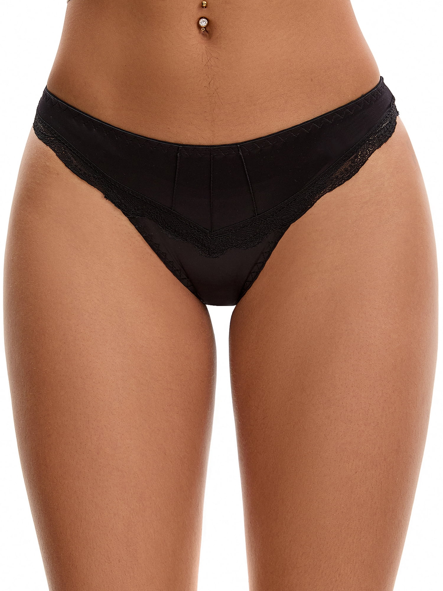 Unique Bargains Silky Hipster Satin  Low Waisted Panties M Black