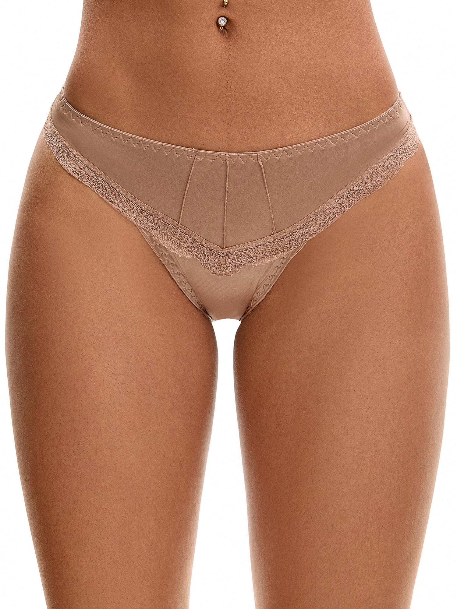 Unique Bargains Silky Hipster Satin  Low Waisted Panties M Brown