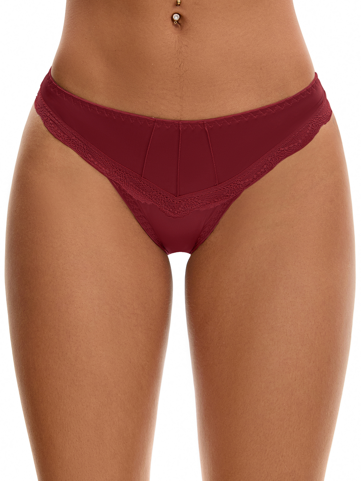 Unique Bargains Silky Hipster Satin  Low Waisted Panties XL Wine