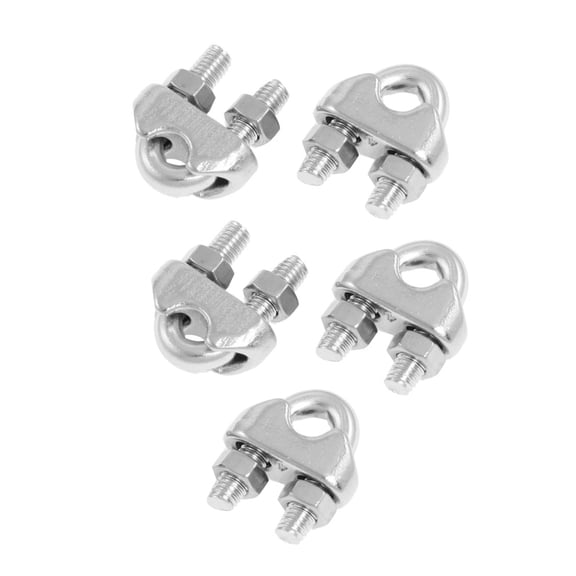 Unique Bargains Silver Tone 5/32" 4mm Wire Rope Grip Cable Clamp 304 Stainless Steel 5 Pcs
