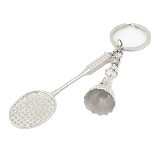 Unique Bargains Silver Tone Badminton Shuttlecock Pendant Split Ring Keychain Keyring Keyfob