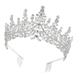 Unique Bargains Silver Tone Crystal Tiara Crowns Elegant Princess Crown with Combs Tiaras Hair Accessories