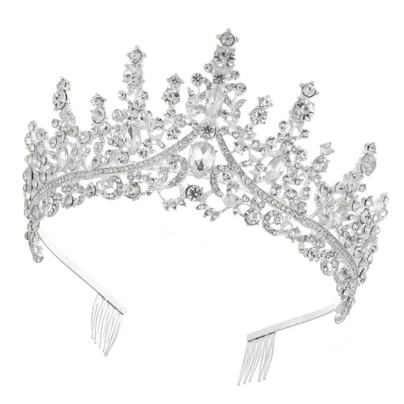 Unique Bargains Silver Tone Crystal Tiara Crowns Elegant Princess Crown with Combs Tiaras Hair Accessories