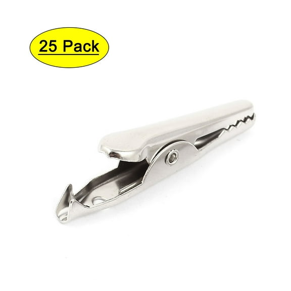 Unique Bargains Silver Tone Lab Non-Insulated Electric Test Probe Metal Alligator Clips 35mm/1.4' 25Pcs