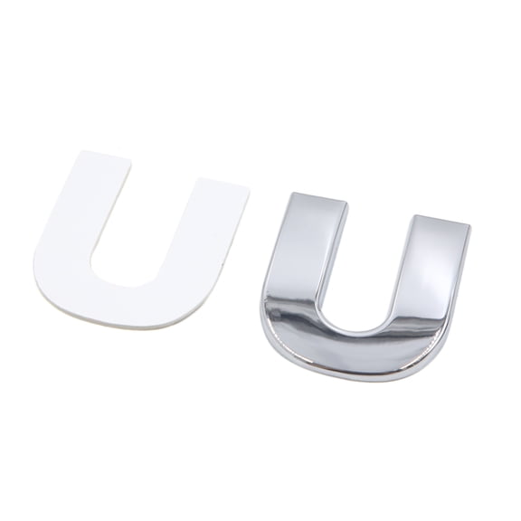 Unique Bargains Silver Tone Metal U Letter Shaped Alphabet Sticker Emblem Badge Decals for Car