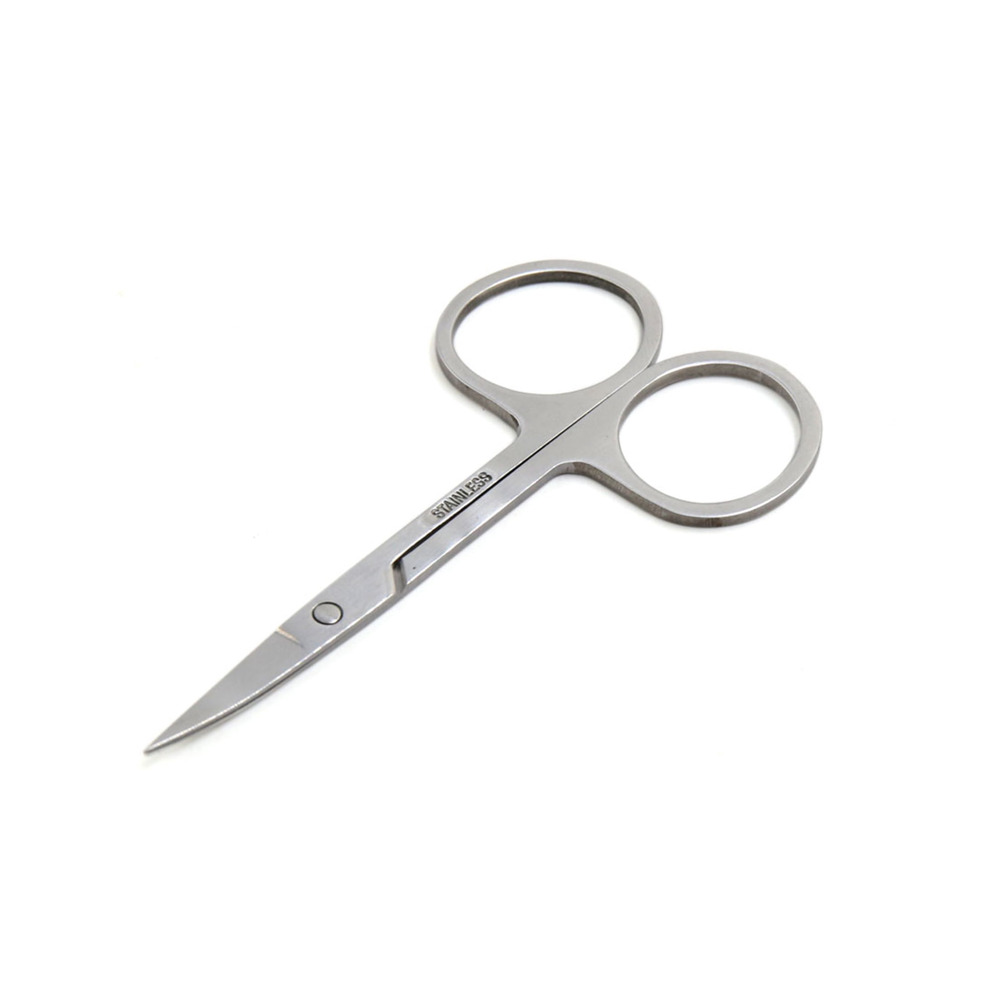 Unique Bargains Silver Tone Stainless Steel Eyebrow Trimmer Curved Edge Scissor