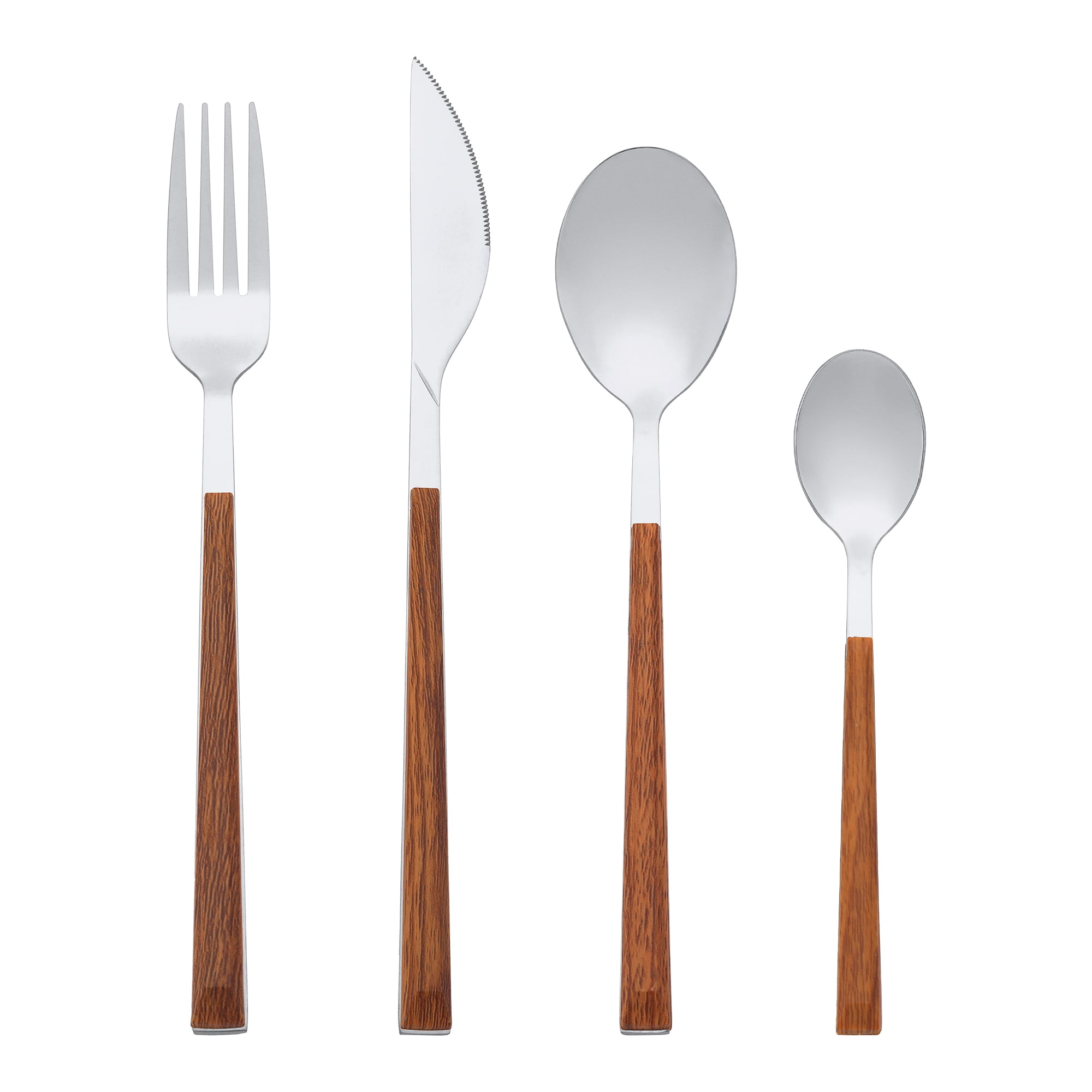 Unique Bargains Silverware Set Durable Stainless Steel Flatware Silver 16 Pcs