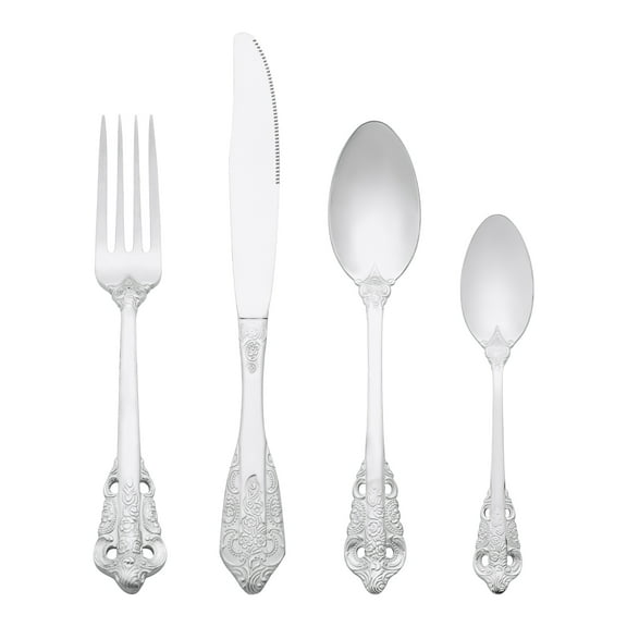 Unique Bargains Silverware Set Stainless Steel Flatware Silver 4 Pcs