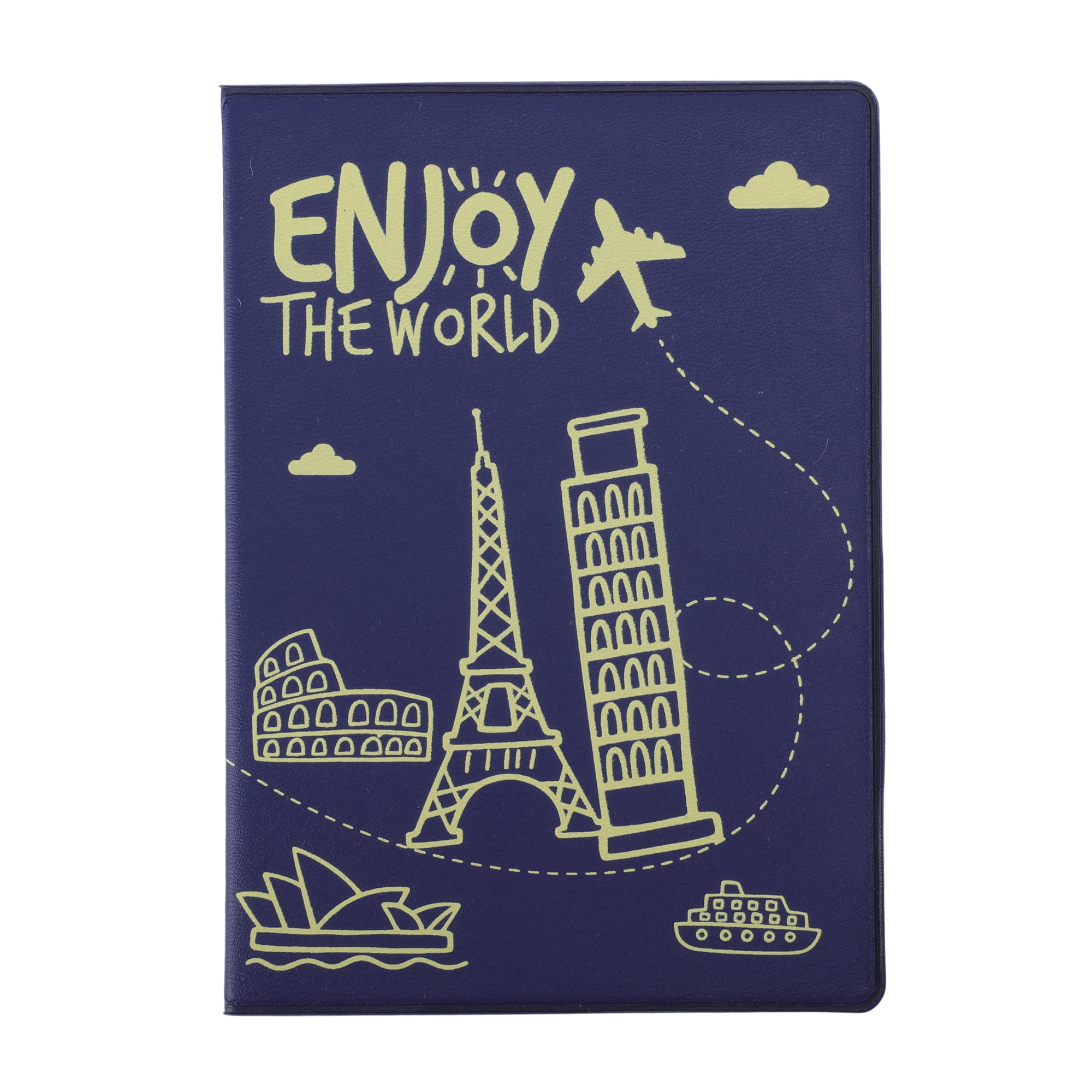 Unique Bargains Simple Durable Heart Airplane Passport Holder Forest 1 Pc Blue