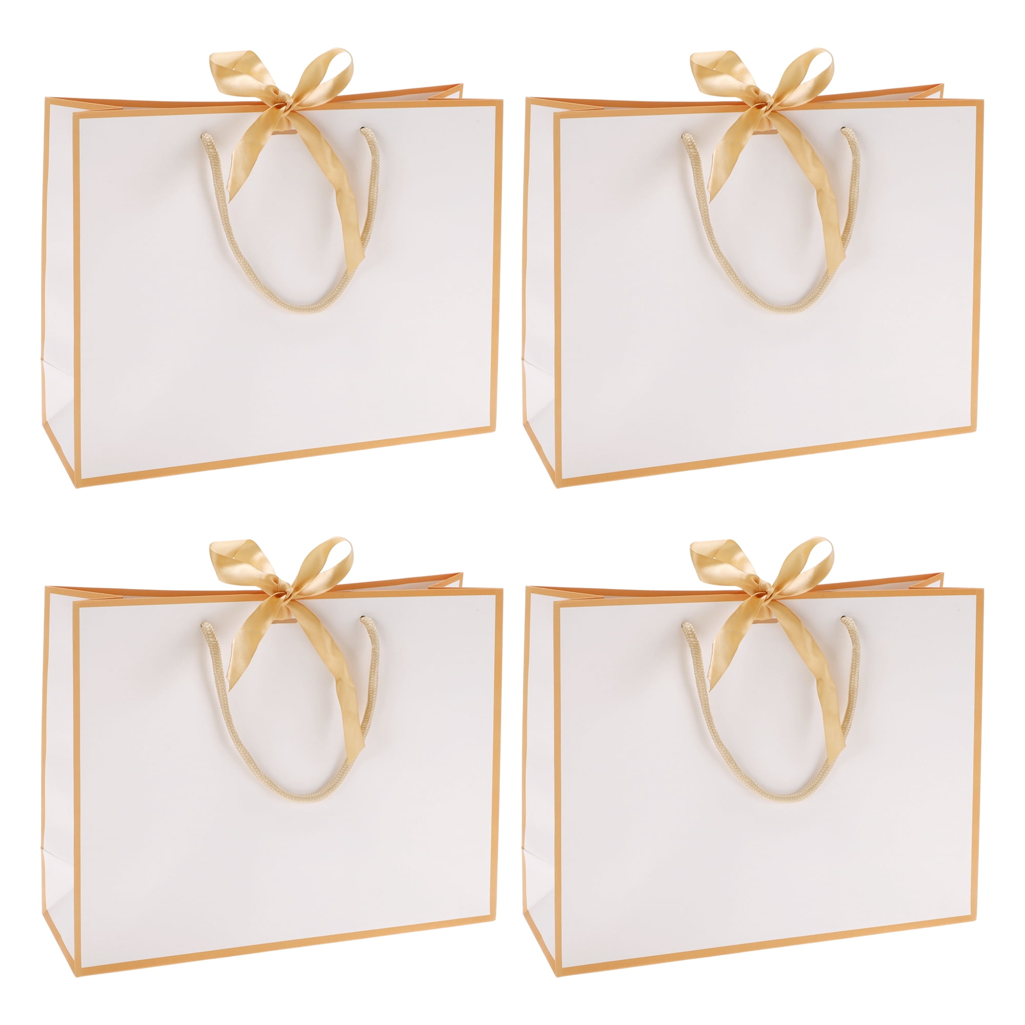 Unique Bargains Simple Gift Bags 4 Pcs for All Occasions Rose Gold Tone White