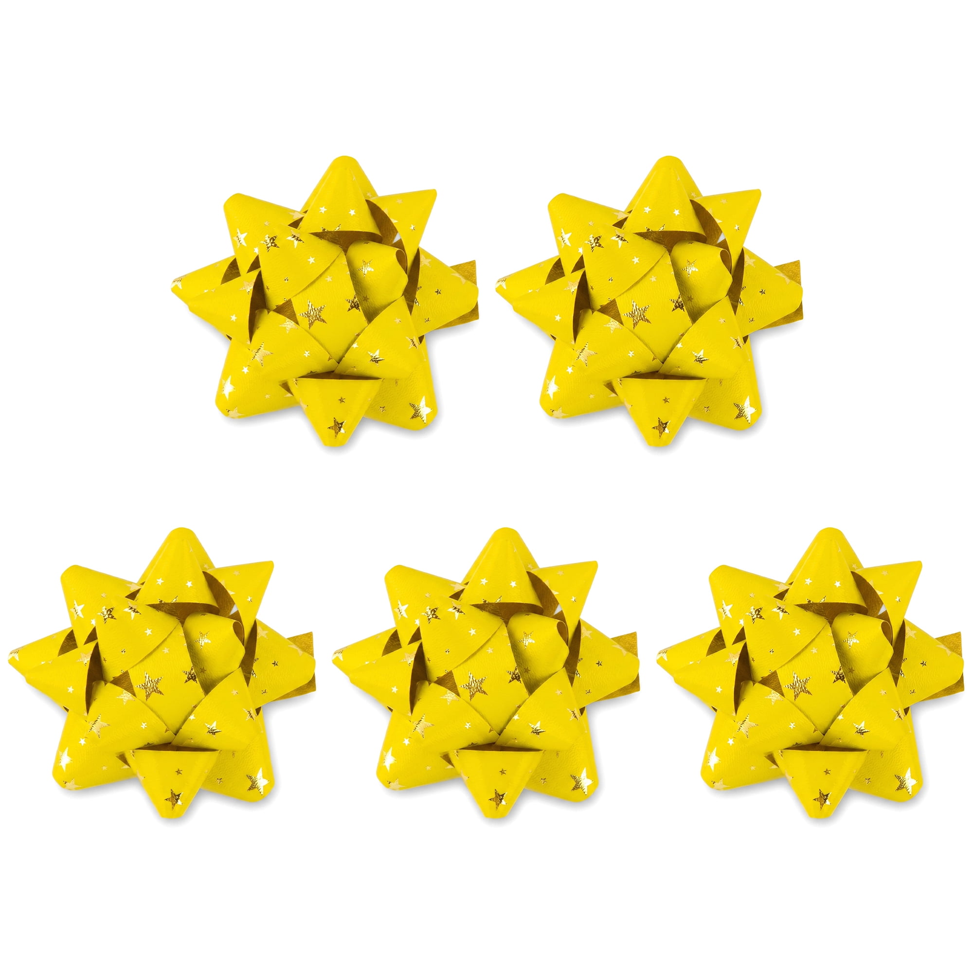 Unique Bargains Simple Glossy Star-shaped Gift Wrapping Bows for Special Events Yellow