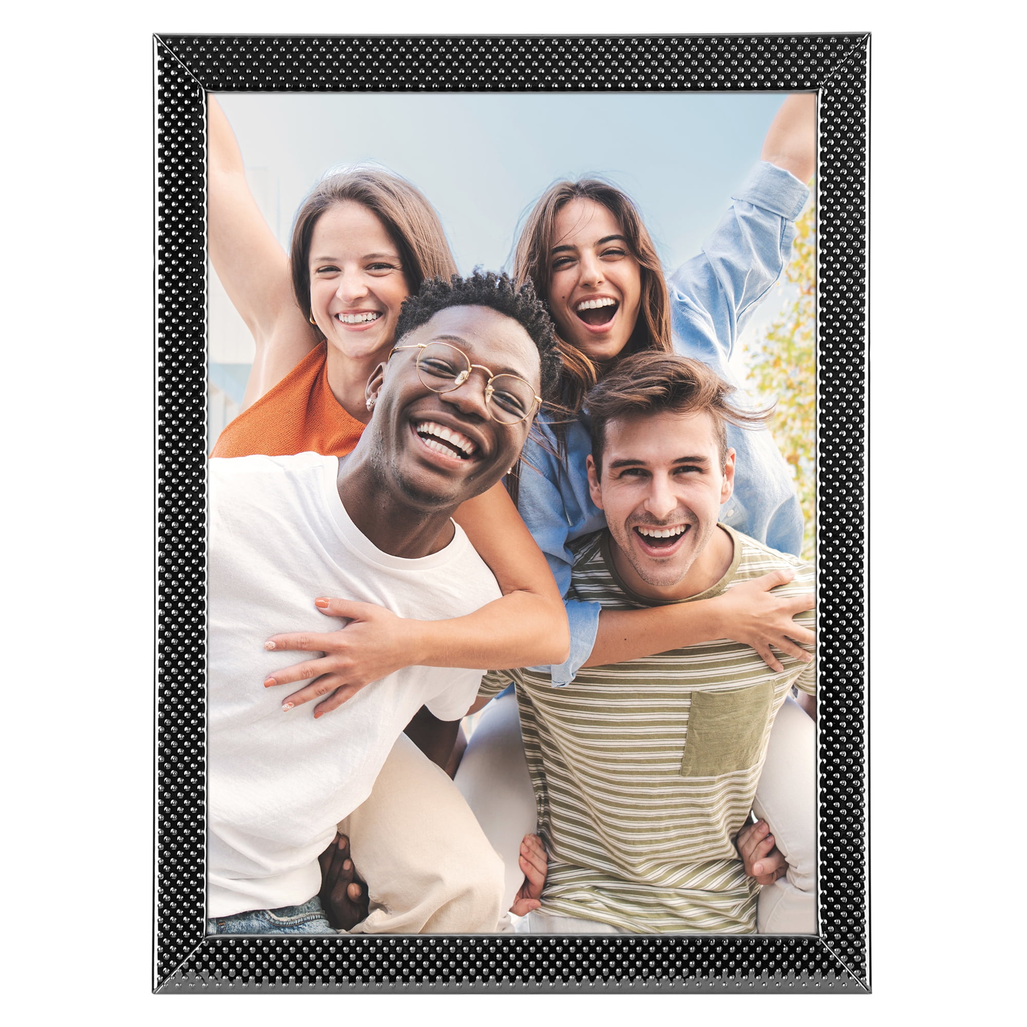 Unique Bargains Simple Picture Frames Metal Photo Frame with Real Glass Black 6x8"