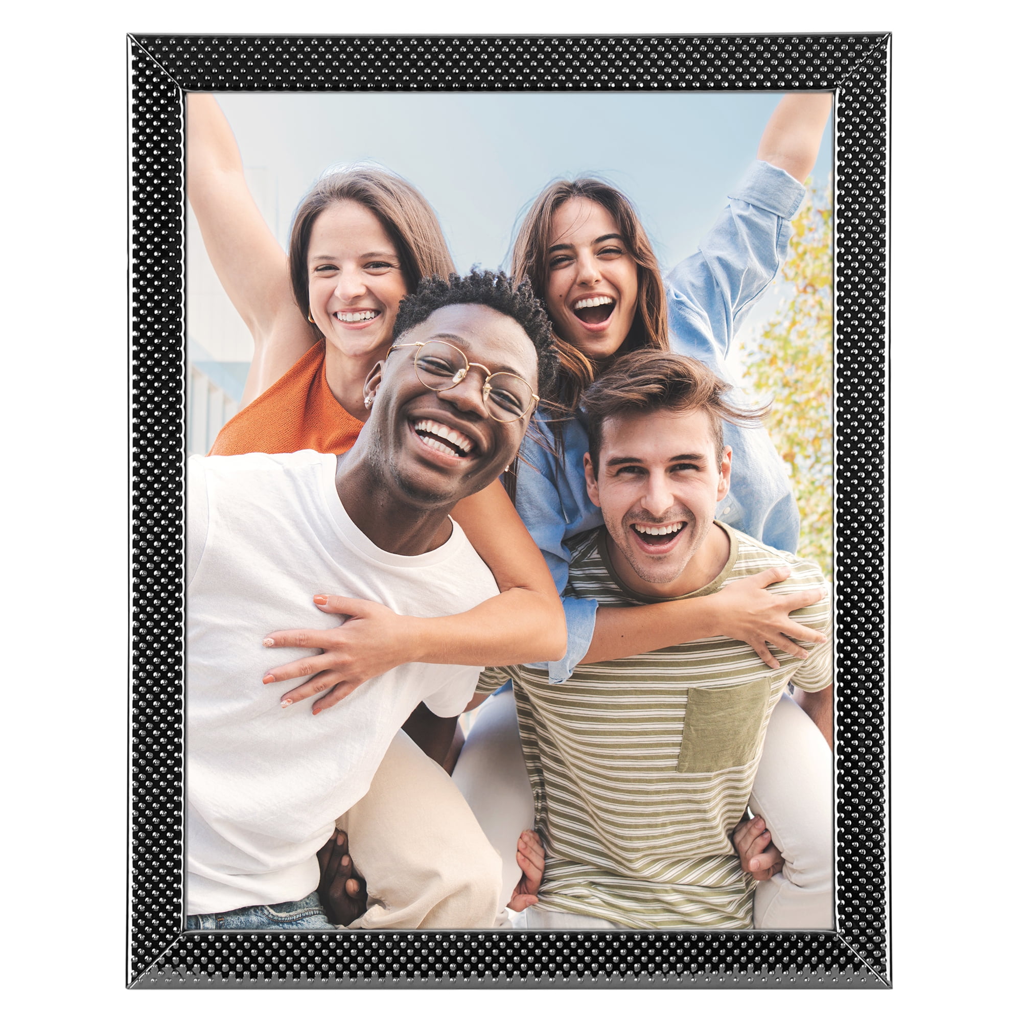 Unique Bargains Simple Picture Frames Metal Photo Frame with Real Glass Black 8x10"
