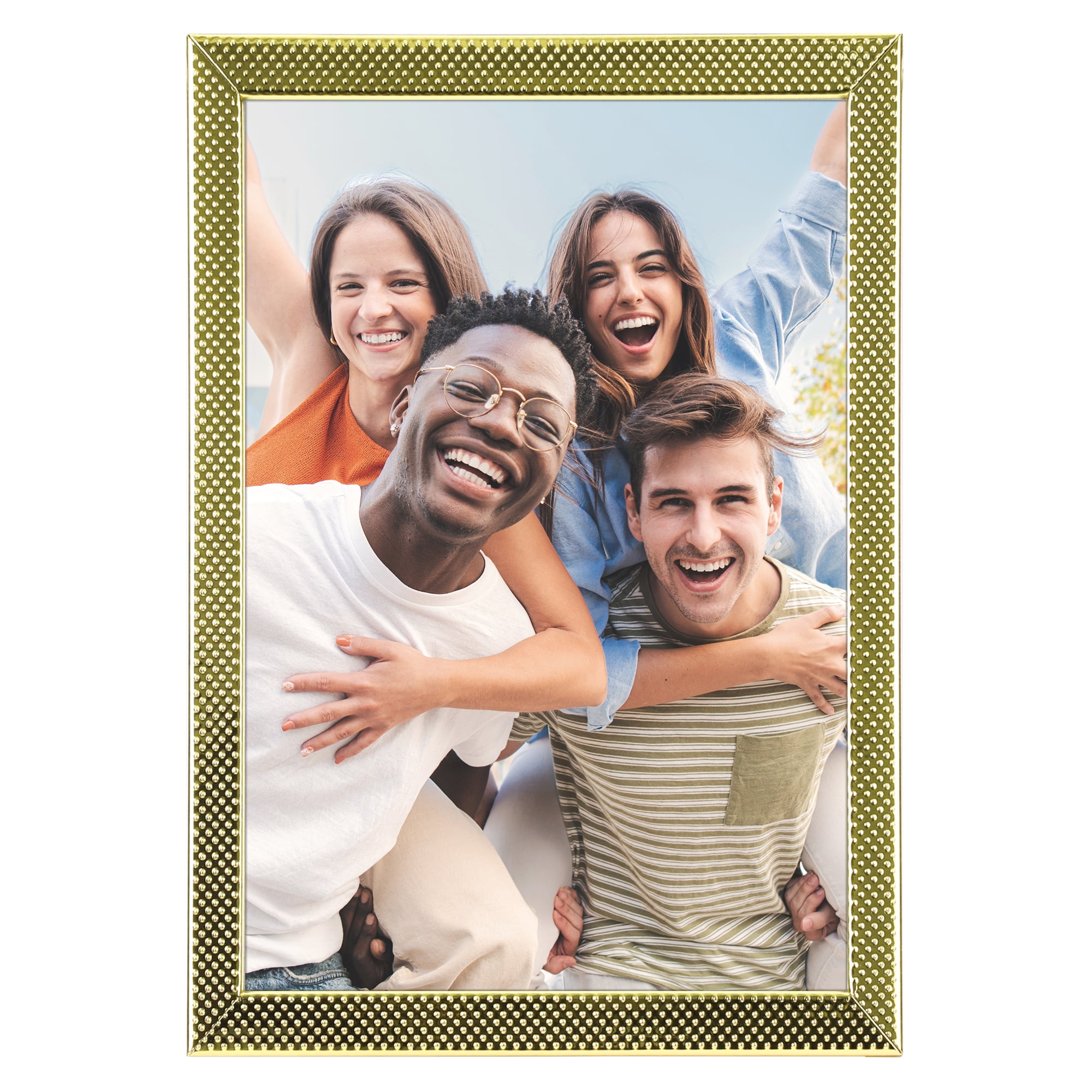Unique Bargains Simple Picture Frames Metal Photo Frame with Real Glass Gold 3.5x5"