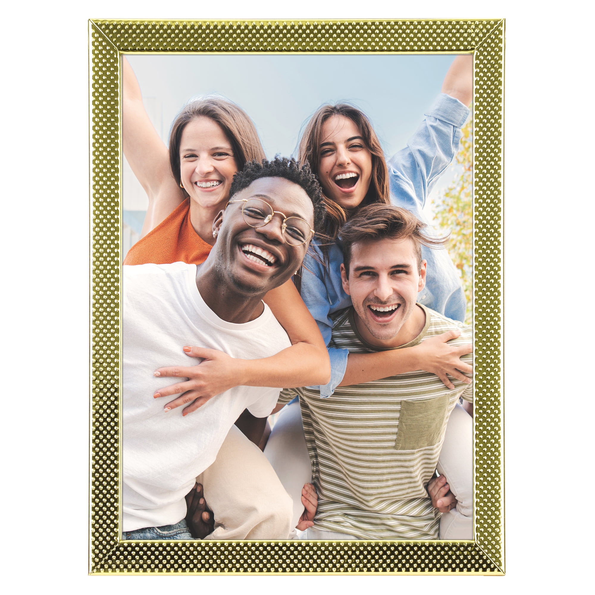 Unique Bargains Simple Picture Frames Metal Photo Frame with Real Glass Gold 6x8"