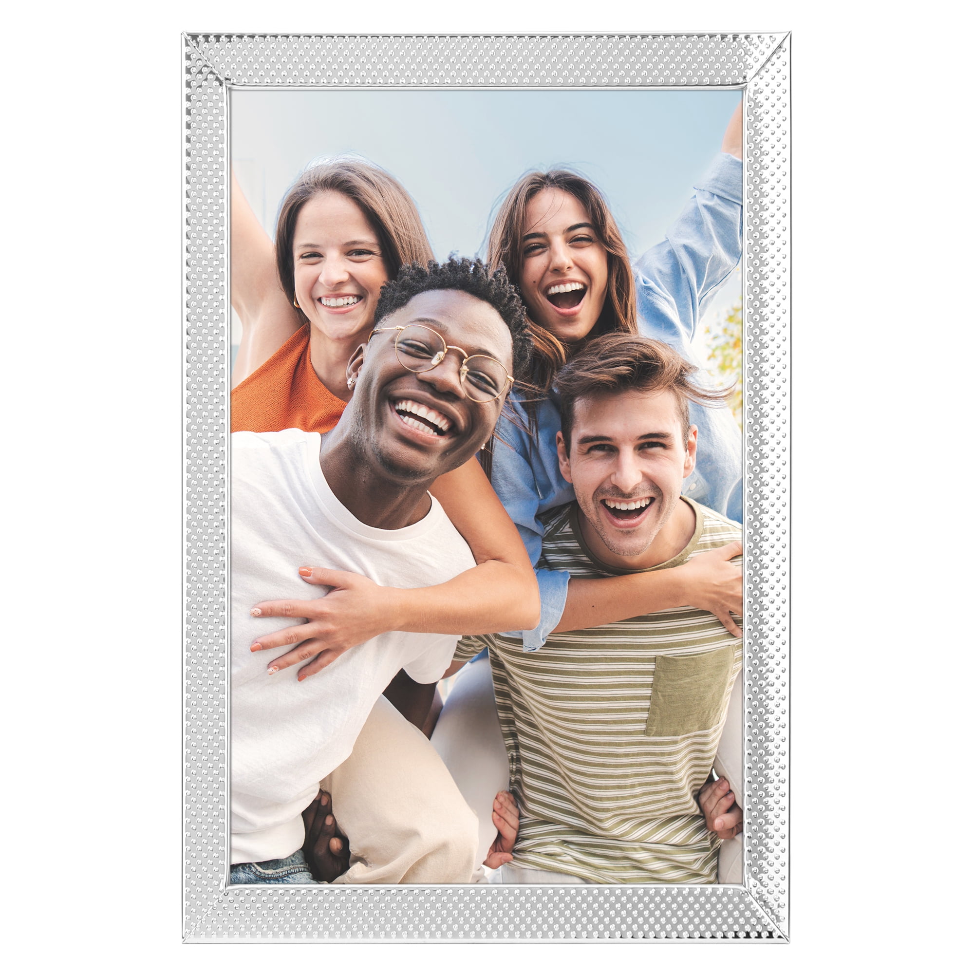 Unique Bargains Simple Picture Frames Metal Photo Frame with Real Glass Silver 4x6"