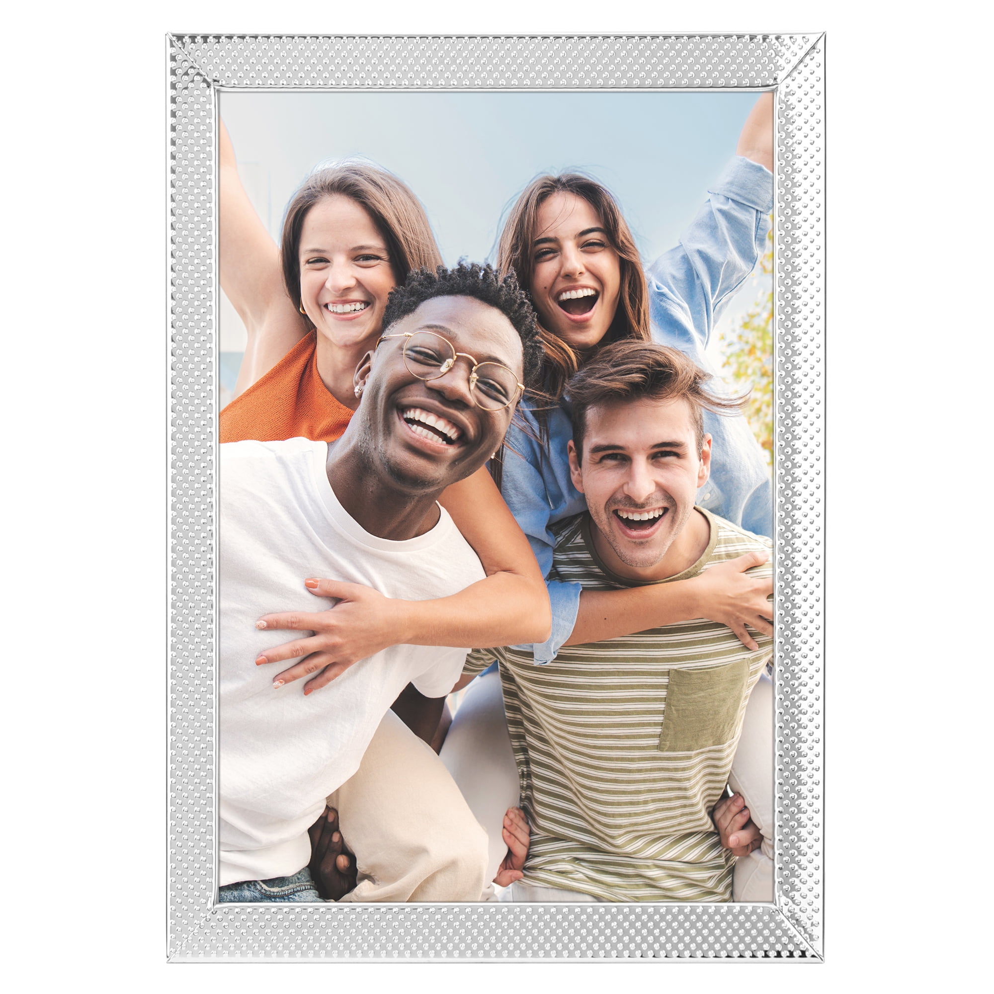 Unique Bargains Simple Picture Frames Metal Photo Frame with Real Glass Silver 5x7"