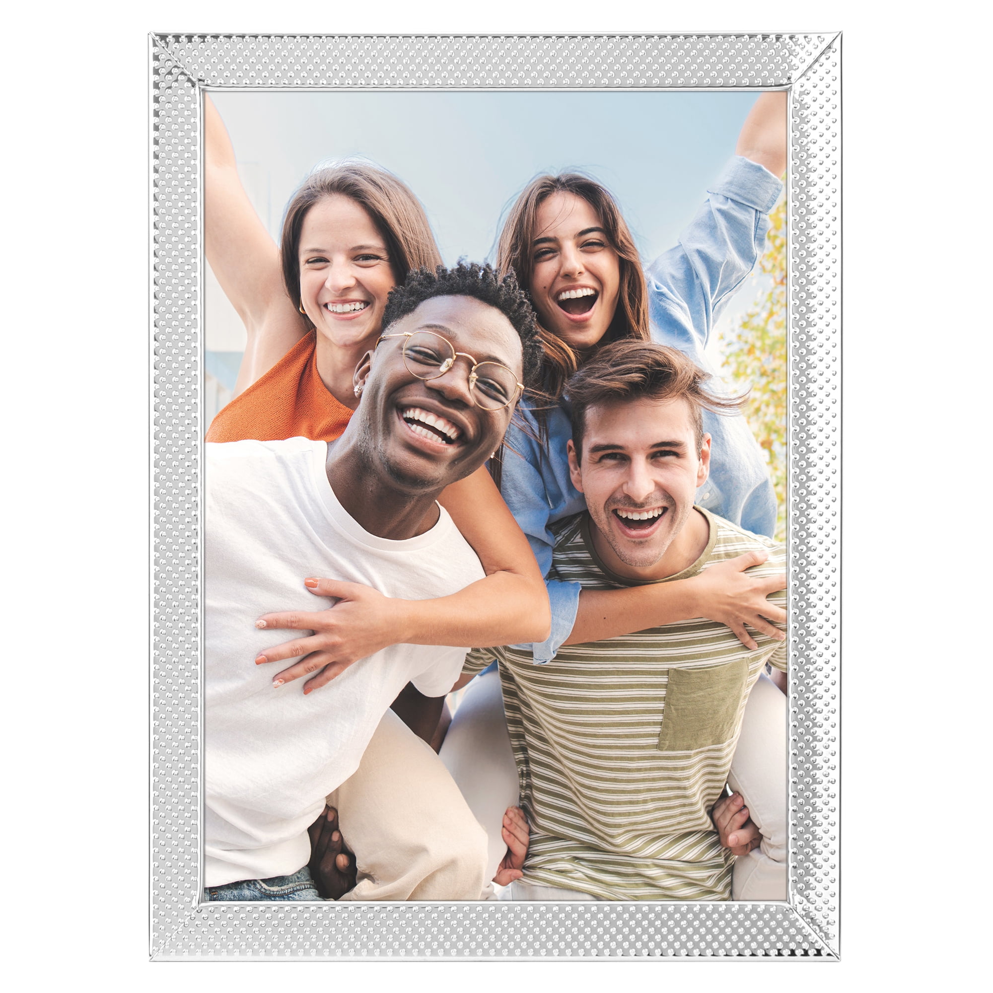 Unique Bargains Simple Picture Frames Metal Photo Frame with Real Glass Silver 6x8"