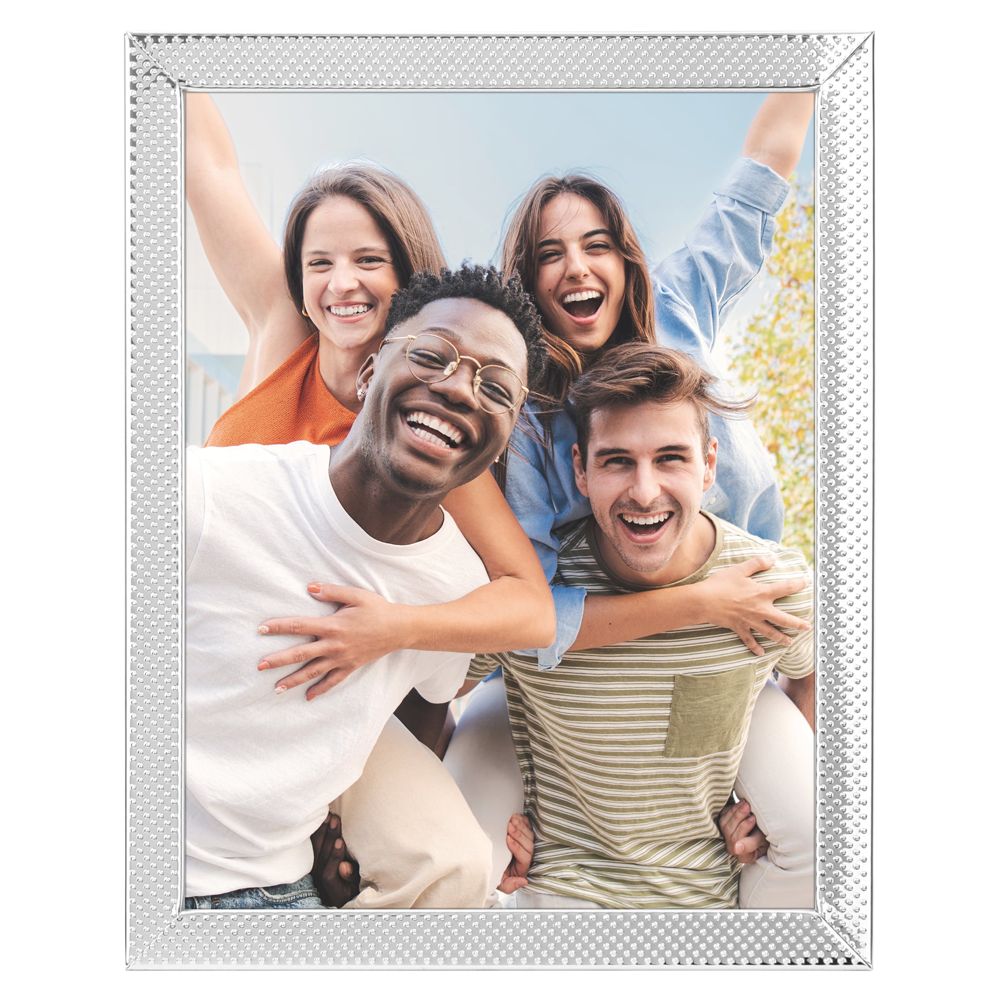 Unique Bargains Simple Picture Frames Metal Photo Frame with Real Glass Silver 8x10"