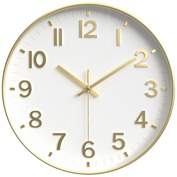 Unique Bargains Simple Wall Clock with Big Arabic Numerals White and Gold