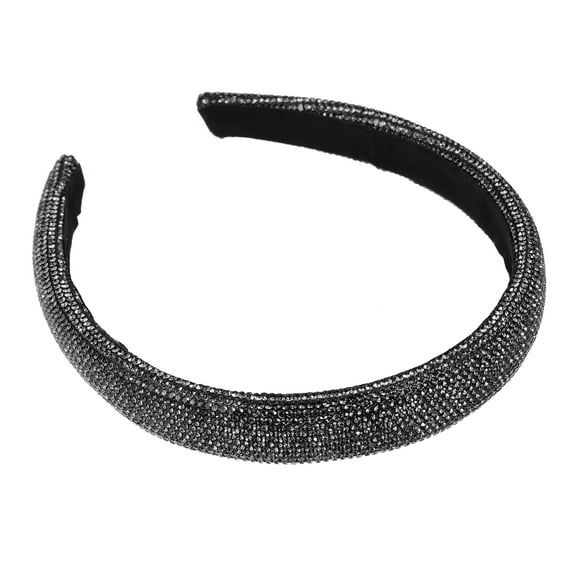 Unique Bargains Simplicity Rhinestone Wide-brimmed Headband Classic Style Headband for Women 5.59"x0.87" Black Gray