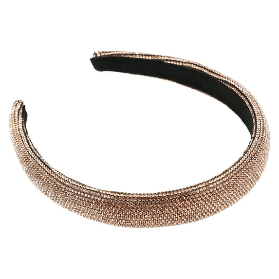 Unique Bargains Simplicity Rhinestone Wide-brimmed Headband Classic Style Headband for Women 5.59"x0.87" Champagne