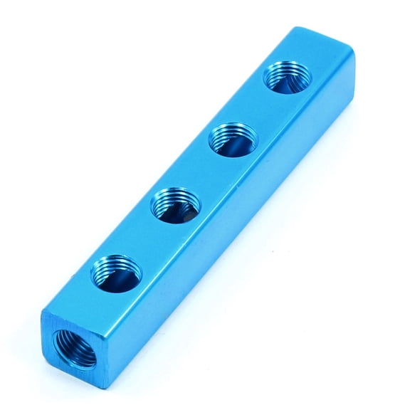 Unique Bargains Single Line 4 Way 7 Ports Air Splitter Manifold Block for Hose Coupler