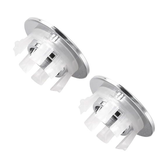 Unique Bargains Sink Overflow Covers Kitchen Basin Trim Round Hole Caps Insert Spares Silver Tone 2Pcs