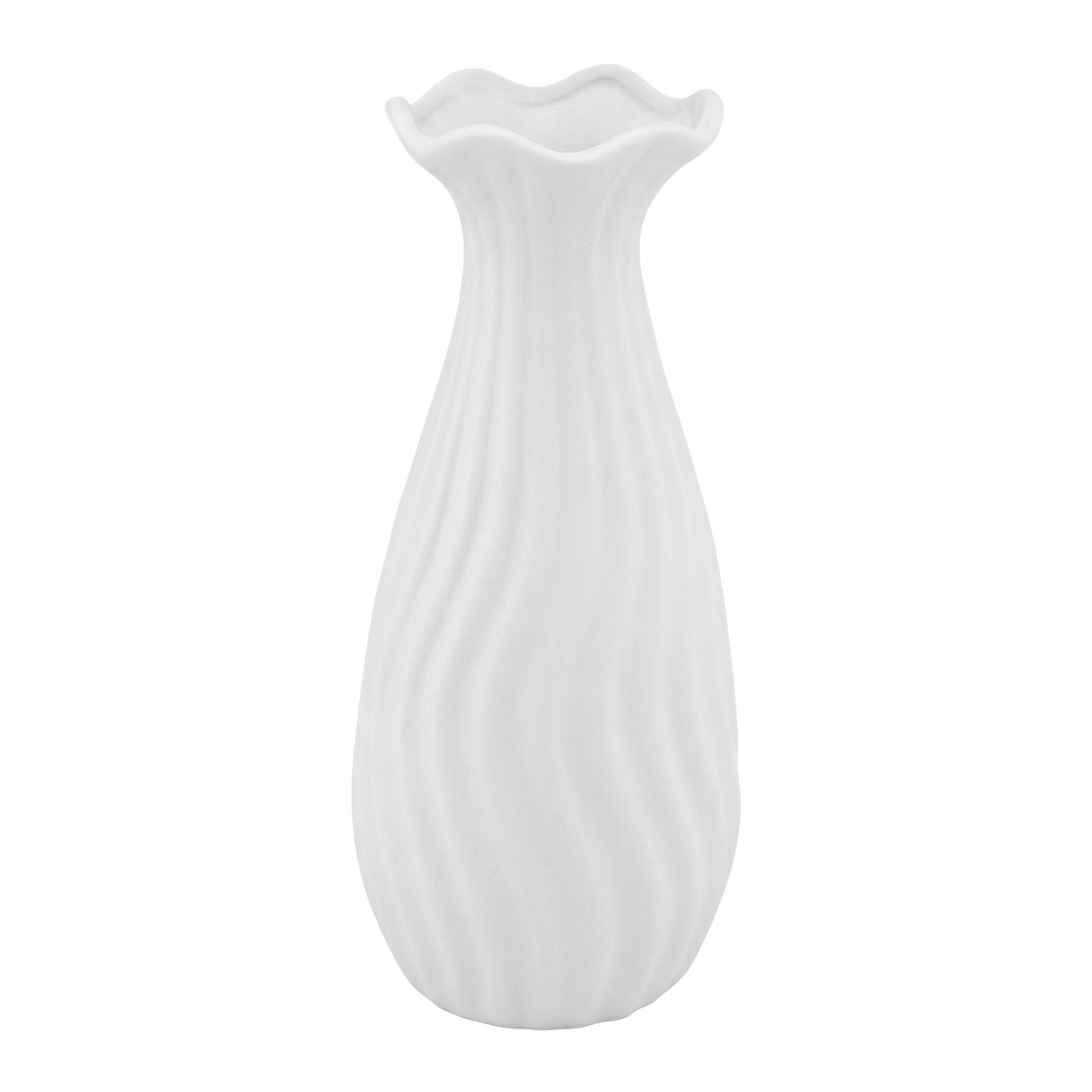 Unique Bargains Slim Ceramic Bud Decorative Vases for Desktop White 2.2"L x 2.2"W x 6.9"H