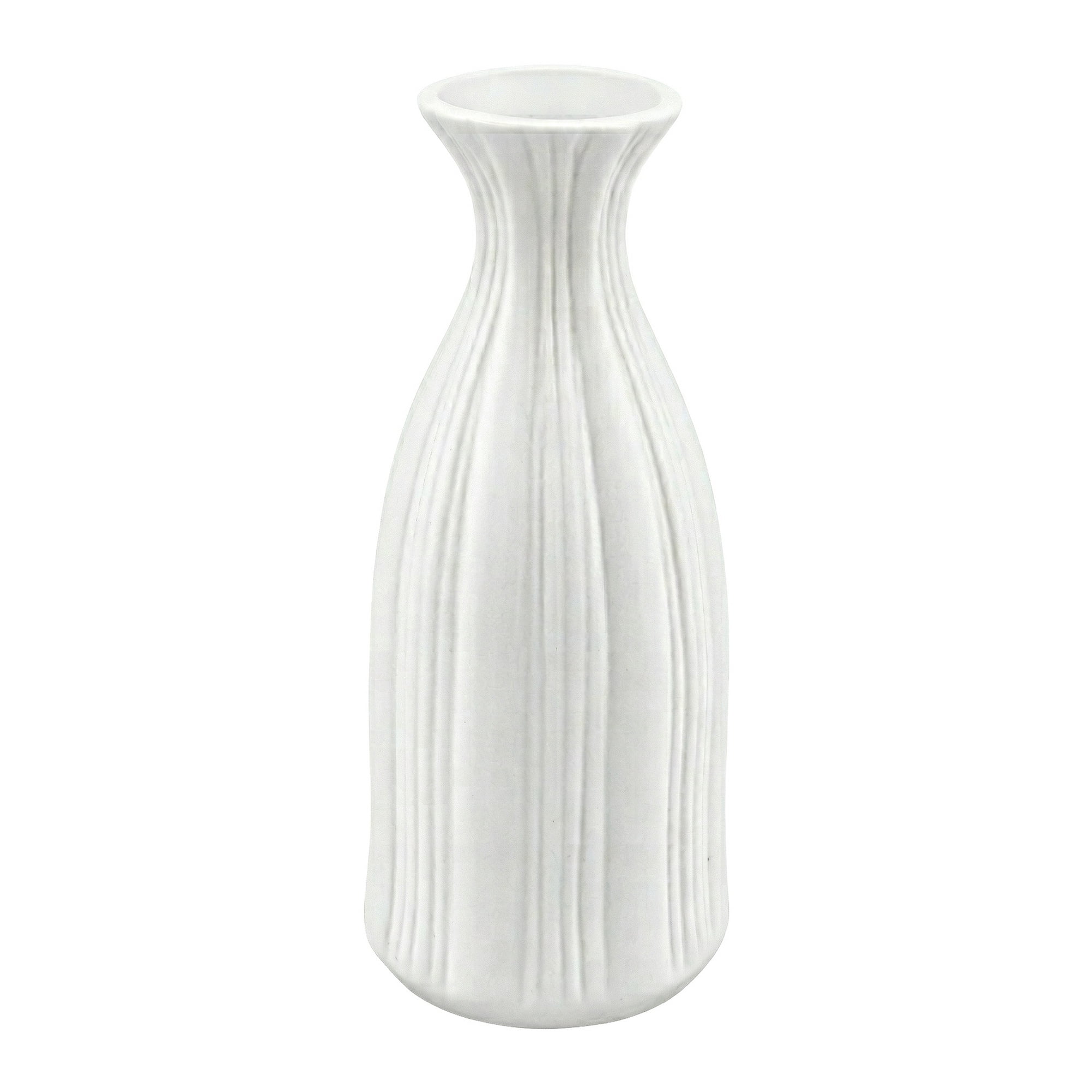 Unique Bargains Slim Ceramic Bud Decorative Vases for Desktop White 2.4"L x 2.4"W x 7.1"H