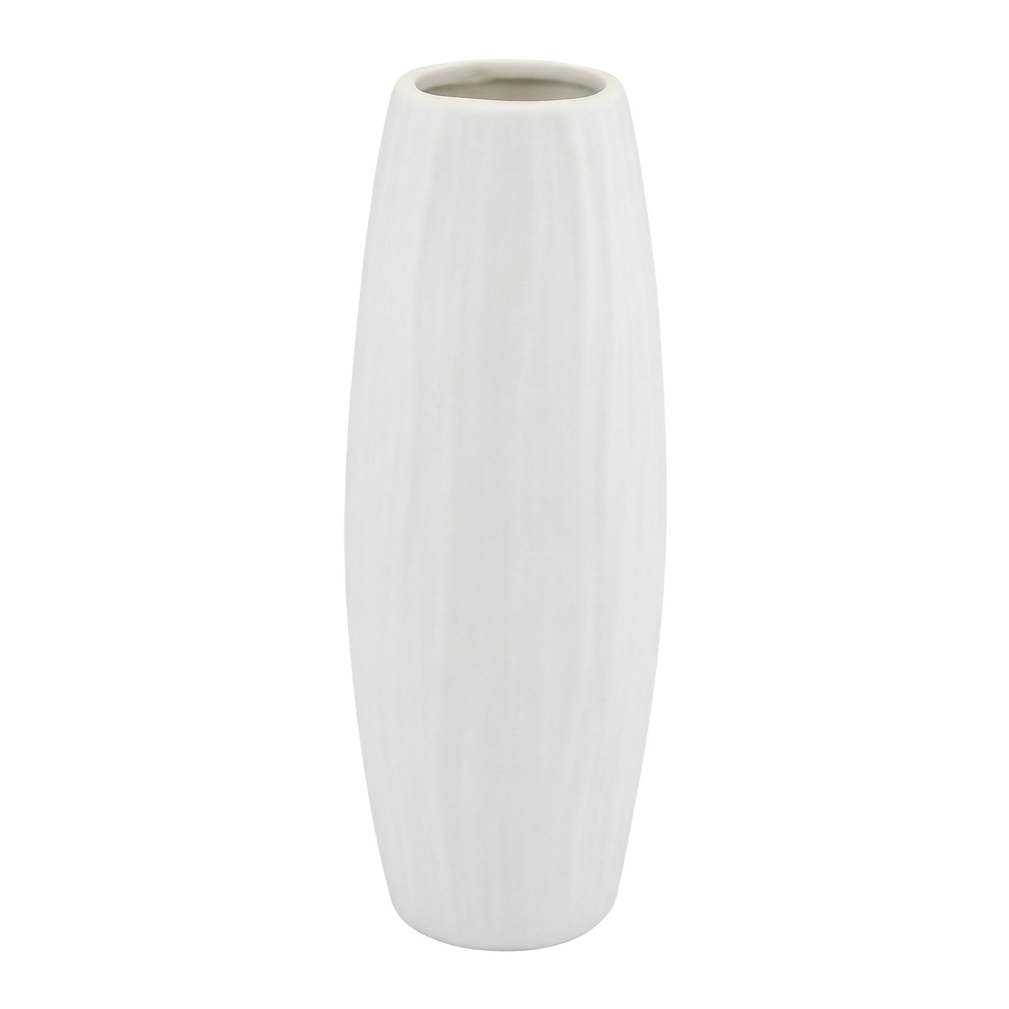 Unique Bargains Slim Ceramic Bud Decorative Vases for Desktop White 2"L x 2"W x 7.7"H