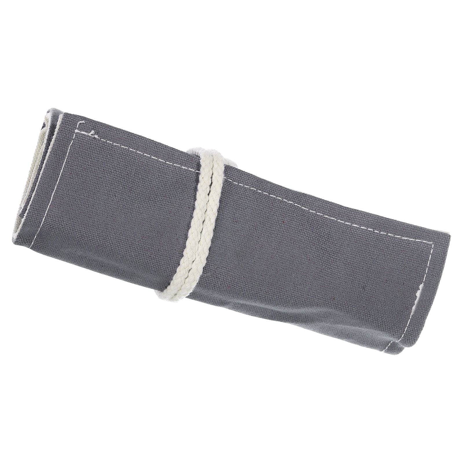Unique Bargains Slots Roll Up Pencil Case Canvas Wrap Pouch Pen Holder 13.39"x7.87" Gray