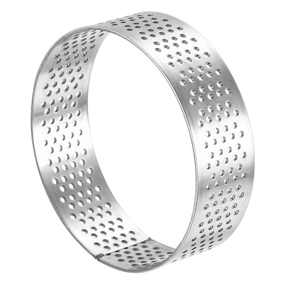 Unique Bargains Small Cake Rings Perforated Cake Mousse Ring Kitchen Baking Silver 2.5"