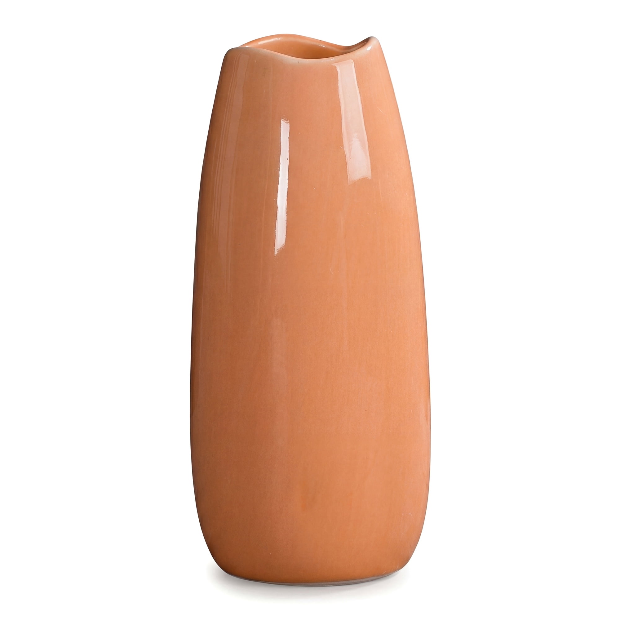 Unique Bargains Small Ceramic Bud Modern Cylinder Ribbed Decorative Flower Vase Orange