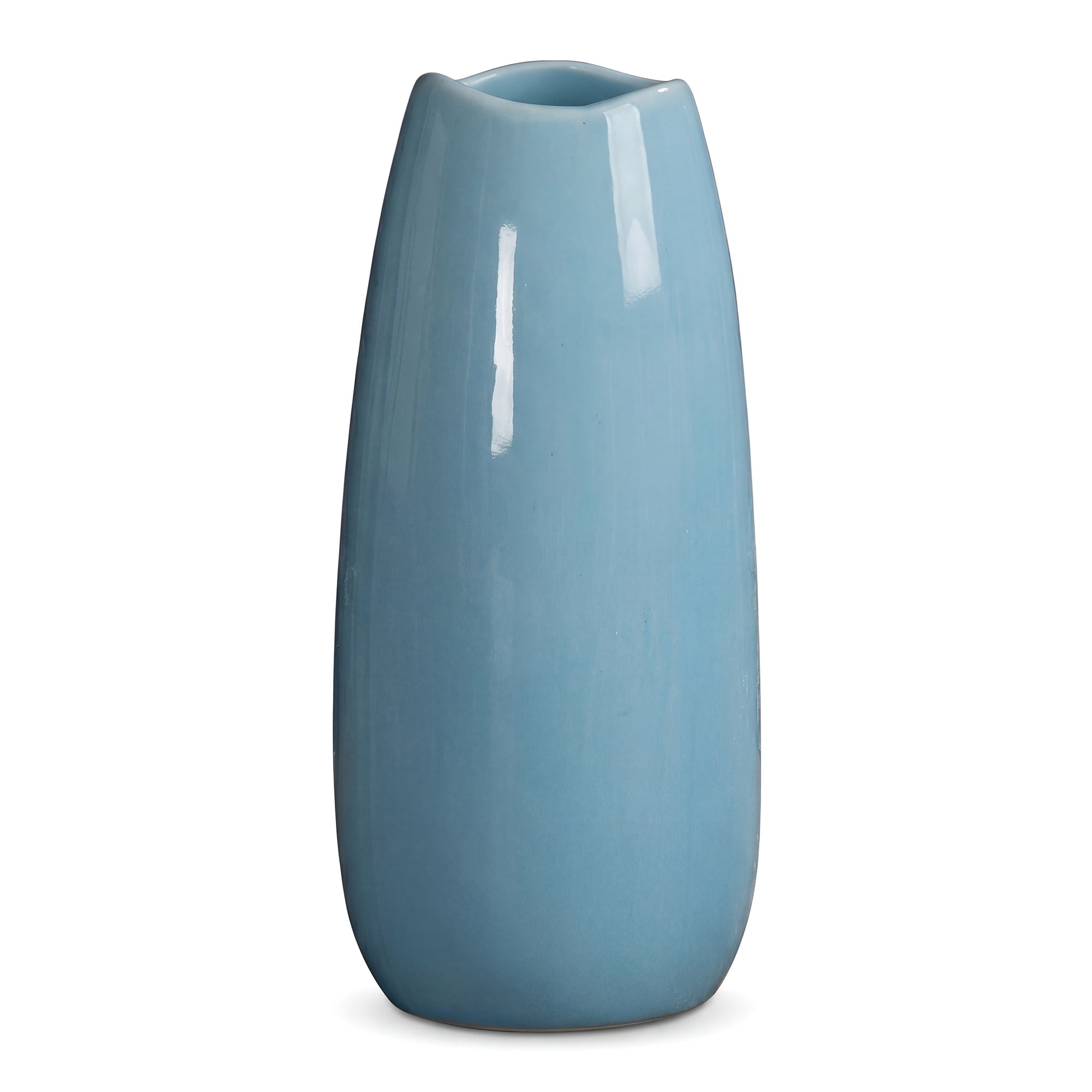 Unique Bargains Small Ceramic Bud Modern Cylinder Vase Ribbed Decorative Flower Vase Blue