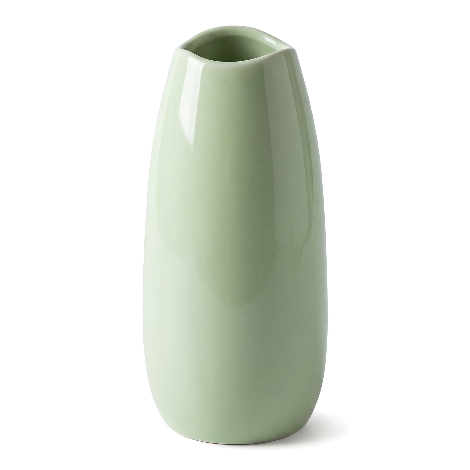 Unique Bargains Small Ceramic Bud Modern Cylinder Vase Ribbed Decorative Flower Vase Green